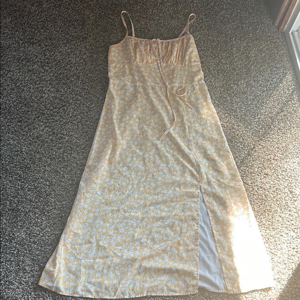Yellow and White Floral Maxi Dress